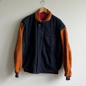GANT Wool Varsity Jacket Leather Sleeves Men’s Medium Bomber